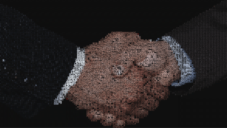 Stylized image of two hands shaking